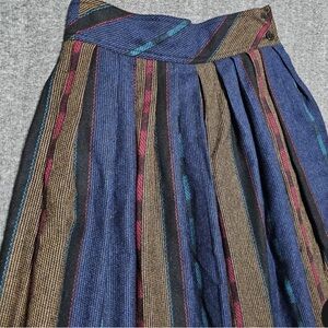Vtg Diane Von Furstenberg Wool Skirt Womens 10 Pleated Tweed Stripe